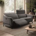 AMSTEN - Canapé relax électrique 3 places tissu polyester gris