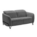 AMSTEN - Canapé fixe 2 places tissu polyester gris avec têtières inclinables manuelles