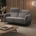AMSTEN - Canapé fixe 2 places tissu polyester gris avec têtières inclinables manuelles