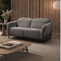 AMSTEN - Canapé fixe 2 places tissu polyester gris avec têtières inclinables manuelles
