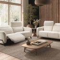 AMSTEN - Ensemble Canapé relax électrique + canapé fixe tissu polyester beige