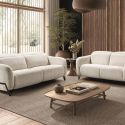 AMSTEN - Ensemble Canapé relax électrique + canapé fixe tissu polyester beige