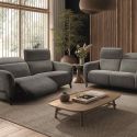 AMSTEN - Ensemble Canapé relax électrique + canapé fixe tissu polyester gris