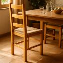 ORTA - Lot de 4 Chaises Teinté Chêne et Assises en Paille