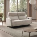 MIRAMAR - Canapé relax électrique 3 places tissu polyester gris