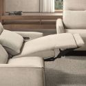 MIRAMAR - Canapé relax électrique 3 places tissu polyester beige