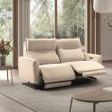 MIRAMAR - Canapé relax électrique 3 places tissu polyester beige