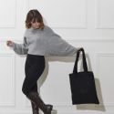 Tote bag noir en imitation fourrure 35x60cm
