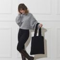 Tote bag noir en imitation fourrure 35x60cm