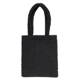 Tote bag noir en imitation fourrure 35x60cm
