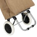 Chariot de courses 2 roues en toile de jute marron avec une poche (H95cm)
