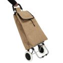 Chariot de courses 2 roues en toile de jute marron avec une poche (H95cm)