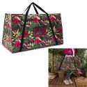 Sac de courses grand format déperlant (70x40 cm) motif jungle rose et vert