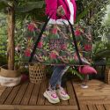 Sac de courses grand format déperlant (70x40 cm) motif jungle rose et vert