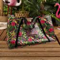 Sac de courses grand format déperlant (70x40 cm) motif jungle rose et vert