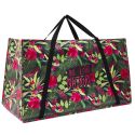 Sac de courses grand format déperlant (70x40 cm) motif jungle rose et vert
