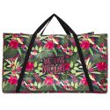 Sac de courses grand format déperlant (70x40 cm) motif jungle rose et vert