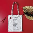 Tote bag blanc et rouge avec message "Merci d’être…" (36,5x42 cm)