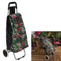 Chariot de course 2 roues en plastique motif jungle rose et vert (H95cm)