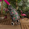 Chariot de course 2 roues en plastique motif jungle rose et vert (H95cm)