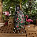 Chariot de course 2 roues en plastique motif jungle rose et vert (H95cm)