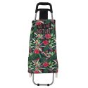 Chariot de course 2 roues en plastique motif jungle rose et vert (H95cm)