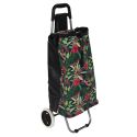 Chariot de course 2 roues en plastique motif jungle rose et vert (H95cm)
