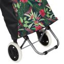 Chariot de course 2 roues en plastique motif jungle rose et vert (H95cm)