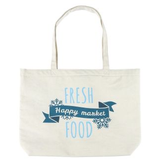 Sac de courses isotherme blanc (75L) avec fermeture zippée et message "Fresh Good"