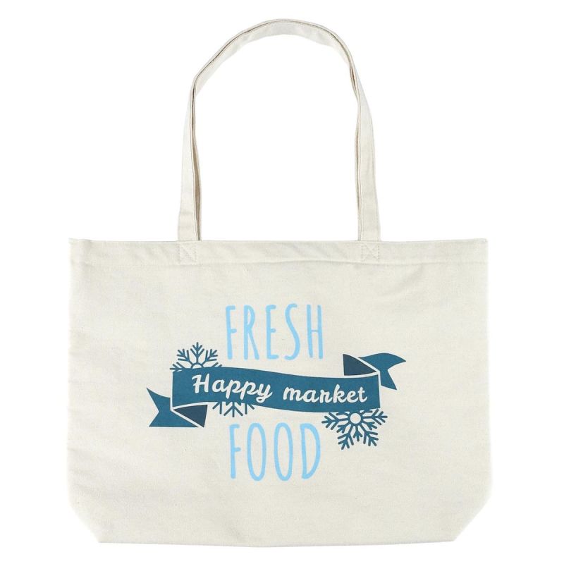 Sac de courses isotherme blanc (75L) avec fermeture zippée et message "Fresh Good"