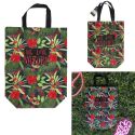 Sac de courses en polyester (32,5x36 cm) motif jungle rose et vert
