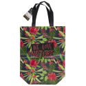Sac de courses en polyester (32,5x36 cm) motif jungle rose et vert