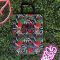 Sac de courses en polyester (32,5x36 cm) motif jungle rose et vert