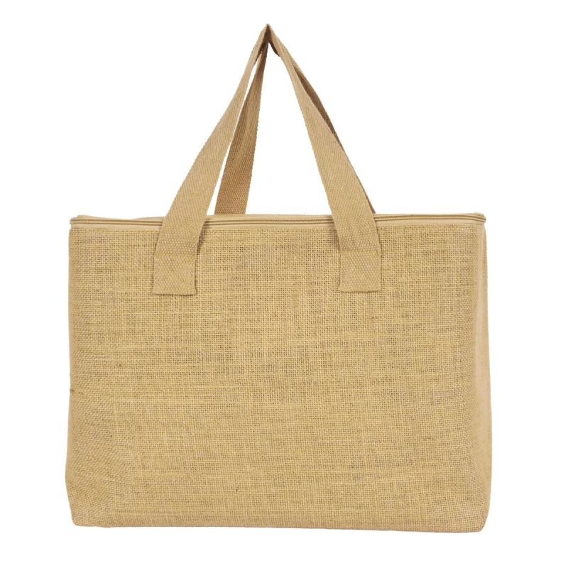 Sac isotherme déperlant en toile de jute beige (40x30 cm)