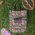 Sac de courses en polyester (40x50 cm) motif jungle rose et vert