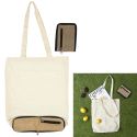 Tote bag pliable en coton blanc avec pochette en jute (42 x 36,5 cm)