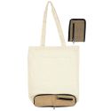 Tote bag pliable en coton blanc avec pochette en jute (42 x 36,5 cm)