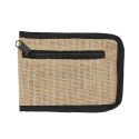 Tote bag pliable en coton blanc avec pochette en jute (42 x 36,5 cm)