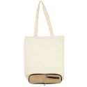 Tote bag pliable en coton blanc avec pochette en jute (42 x 36,5 cm)