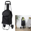 Chariot de courses noir à 2 roues en polyester (H87 cm)