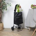 Chariot de courses noir à 2 roues en polyester (H87 cm)