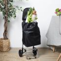 Chariot de courses noir à 2 roues en polyester (H87 cm)