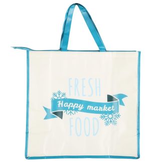 Sac de courses isotherme blanc (45L) avec fermeture zippée et message "Fresh Good"