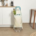 Chariot Shopping Isotherme en Tissu Blanc Ciel avec Compartiment Isotherme