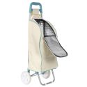 Chariot Shopping Isotherme en Tissu Blanc Ciel avec Compartiment Isotherme