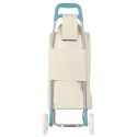 Chariot Shopping Isotherme en Tissu Blanc Ciel avec Compartiment Isotherme