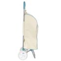 Chariot Shopping Isotherme en Tissu Blanc Ciel avec Compartiment Isotherme