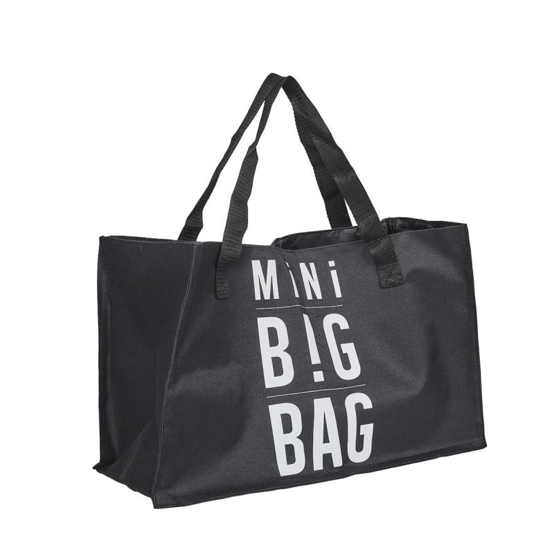 Sac de courses extensible noir avec message en Polyester (15L à 30L)