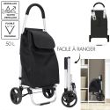 Chariot de courses pliable noir à 2 roues en Polyester (39L)