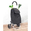 Chariot de courses pliable noir à 2 roues en Polyester (39L)